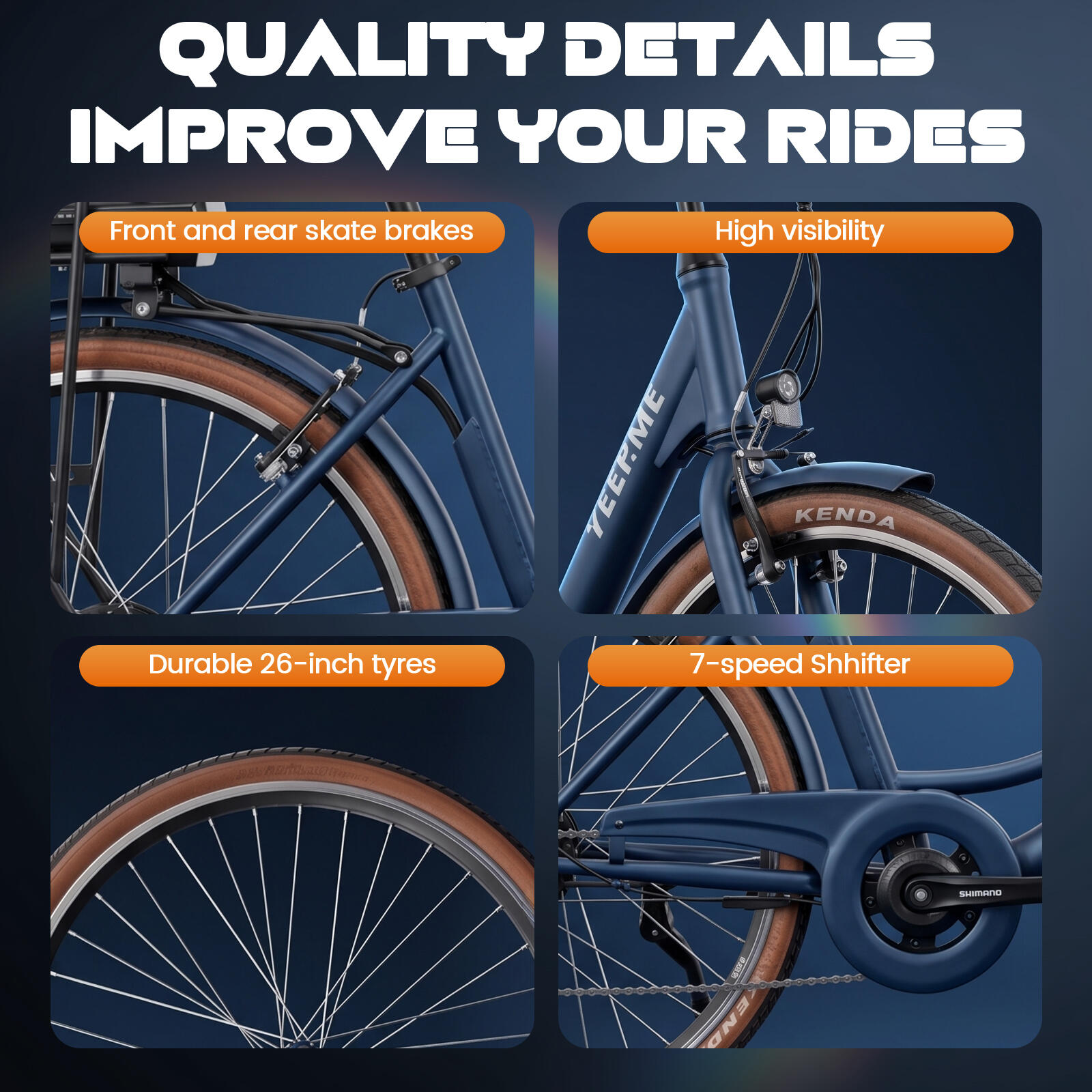 Vélo électrique YEEP.ME City First 3 (2026) 26'' 80km, 7 vit, NFC, Gar 5 ans – Image 4