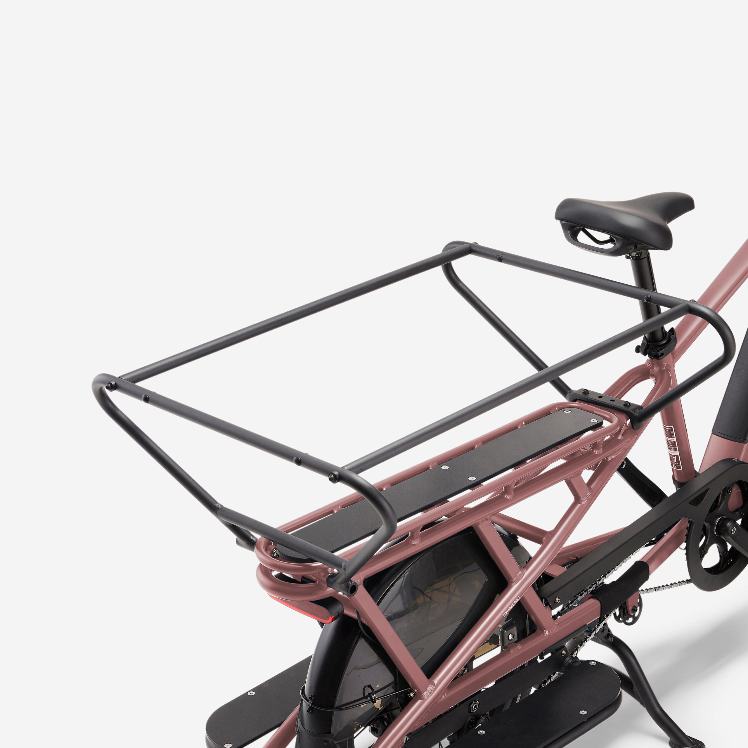 Velo cargo électrique longtail, E-three 500 rose taupe – Image 2