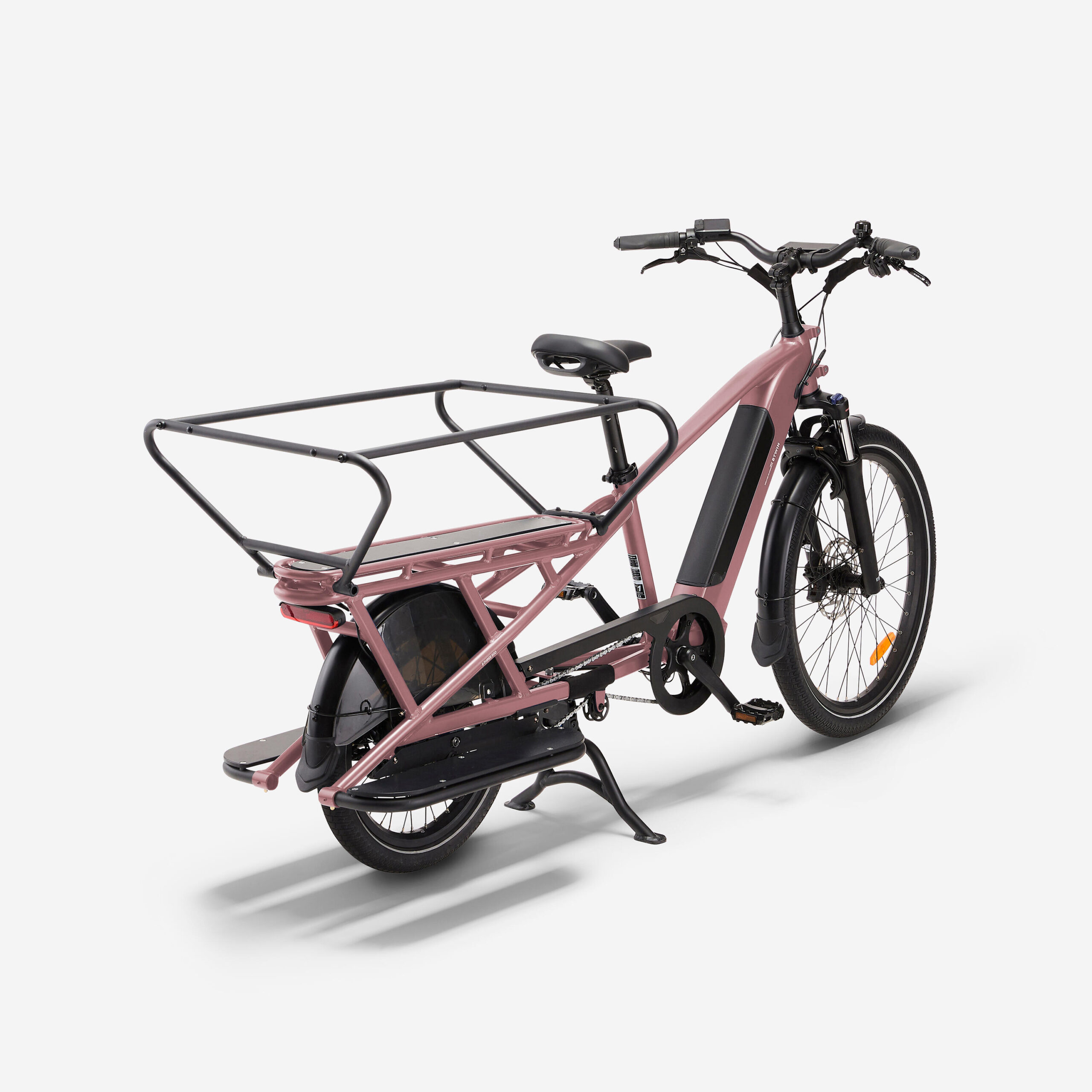Velo cargo électrique longtail, E-three 500 rose taupe – Image 3