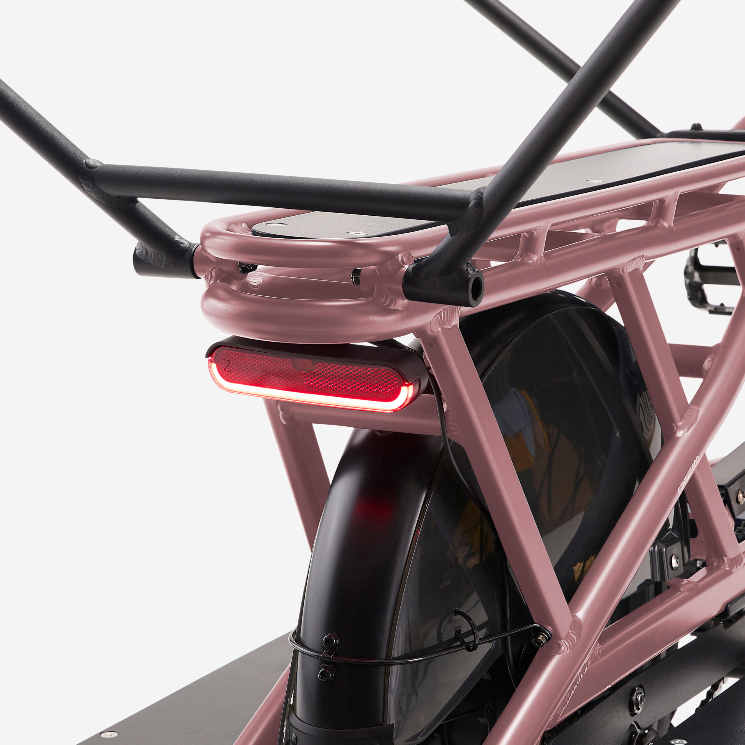 Velo cargo électrique longtail, E-three 500 rose taupe – Image 5