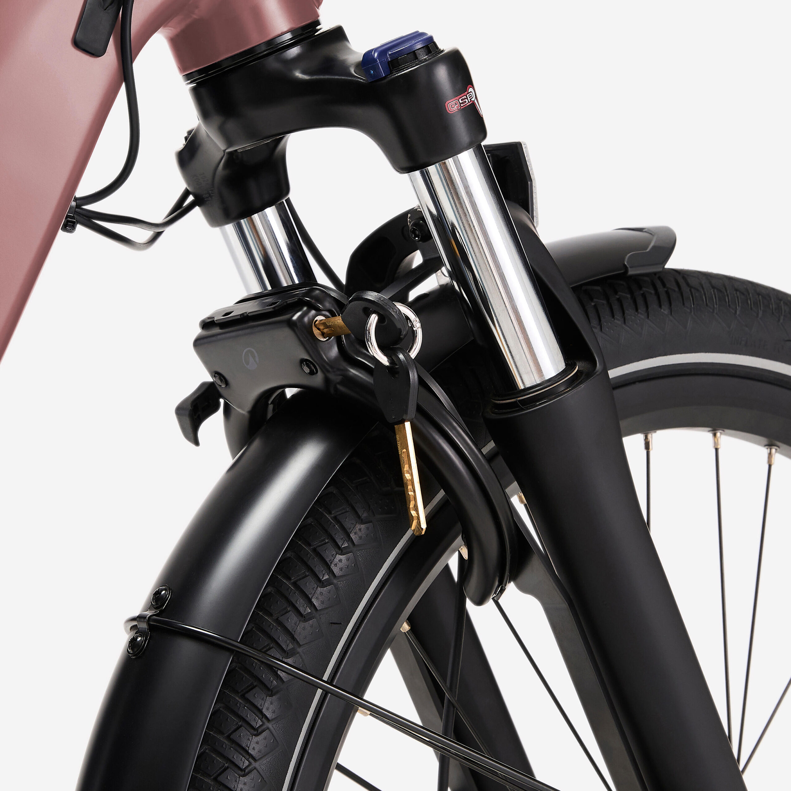 Velo cargo électrique longtail, E-three 500 rose taupe – Image 9